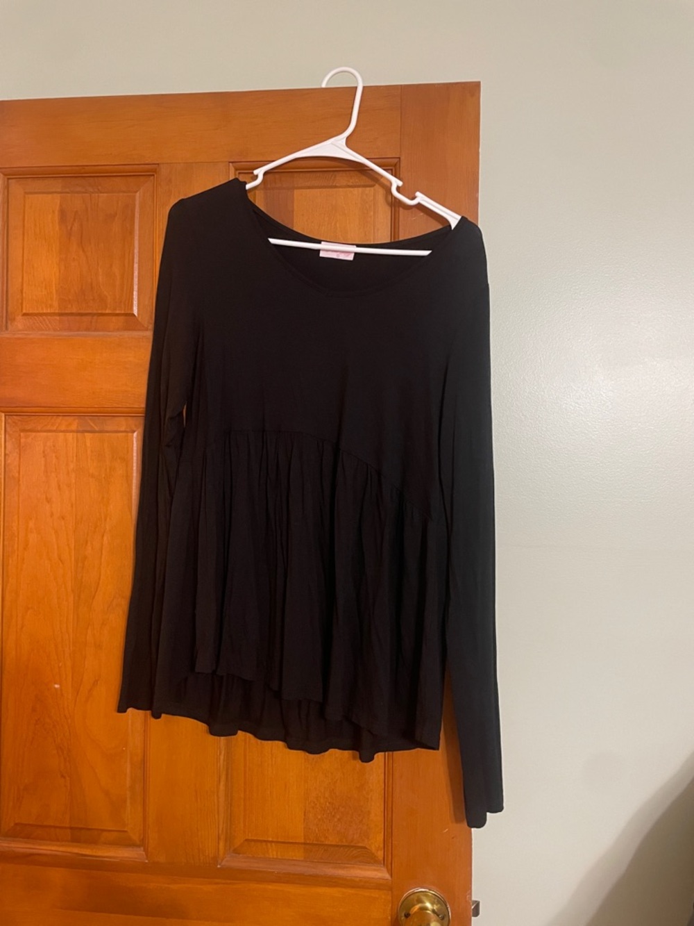 Pink Lily Black Long Sleeve Peplum Tunic
